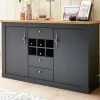 Outlet Wohnen 104x169x45 cm Hohe Kommode mit Flaschenfächern - Lionel