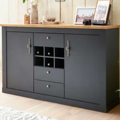 Outlet Wohnen 104x169x45 cm Hohe Kommode mit Flaschenfächern - Lionel
