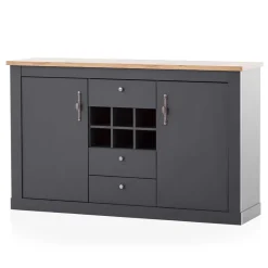 Outlet Wohnen 104x169x45 cm Hohe Kommode mit Flaschenfächern - Lionel