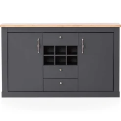 Outlet Wohnen 104x169x45 cm Hohe Kommode mit Flaschenfächern - Lionel