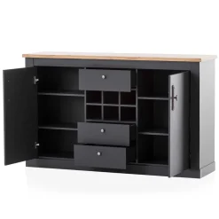 Outlet Wohnen 104x169x45 cm Hohe Kommode mit Flaschenfächern - Lionel