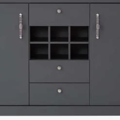 Outlet Wohnen 104x169x45 cm Hohe Kommode mit Flaschenfächern - Lionel