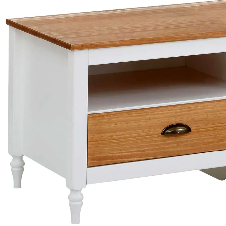 Outlet Wohnen 160x45x45 cm Landhaus TV Board mit Metallgriffen - Xasimir