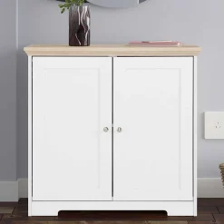 Online Wohnen 84x80x35 cm Schrank in Weiß & Eichefarben - Akedra