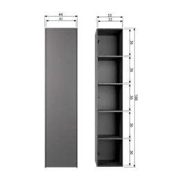 Outlet Wohnen 44x188x35 cm 1-türiger Schrank in Schwarz lackiert - Riley