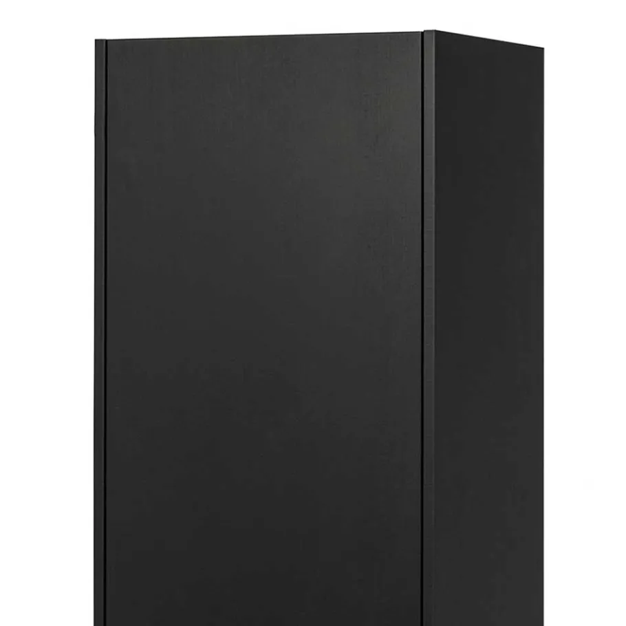 Outlet Wohnen 44x188x35 cm 1-türiger Schrank in Schwarz lackiert - Riley