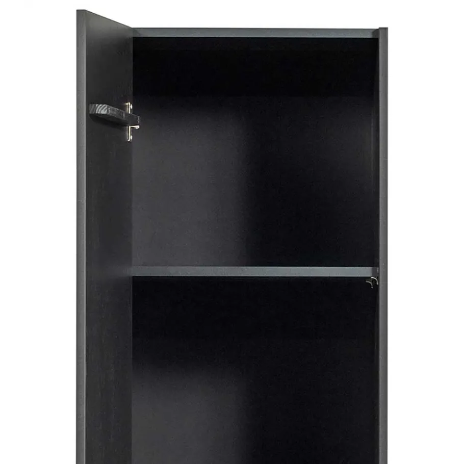 Outlet Wohnen 44x188x35 cm 1-türiger Schrank in Schwarz lackiert - Riley