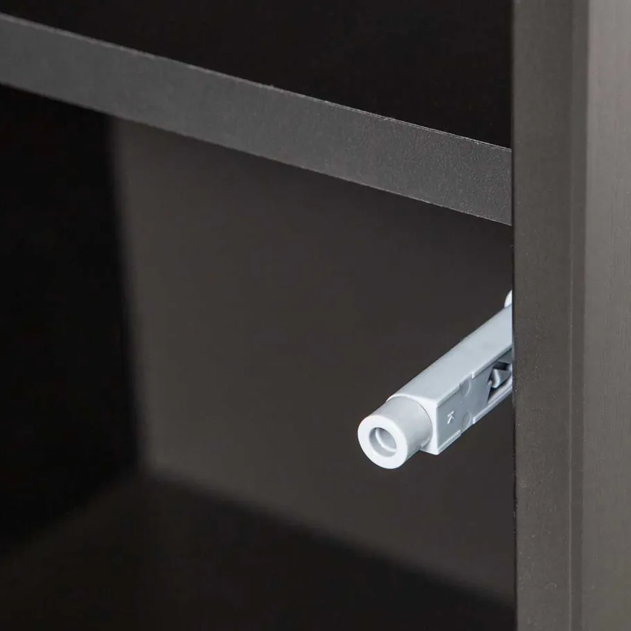 Outlet Wohnen 44x188x35 cm 1-türiger Schrank in Schwarz lackiert - Riley