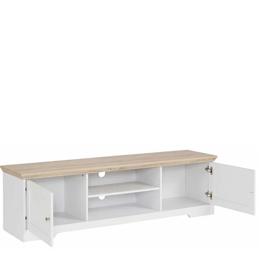 Hot Wohnen 160x45x40 cm TV Schrank in Weiß & Eichefarben - Akedra