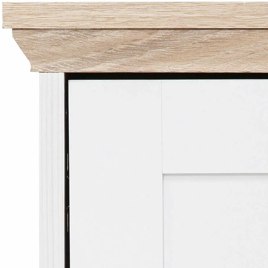 Hot Wohnen 160x45x40 cm TV Schrank in Weiß & Eichefarben - Akedra