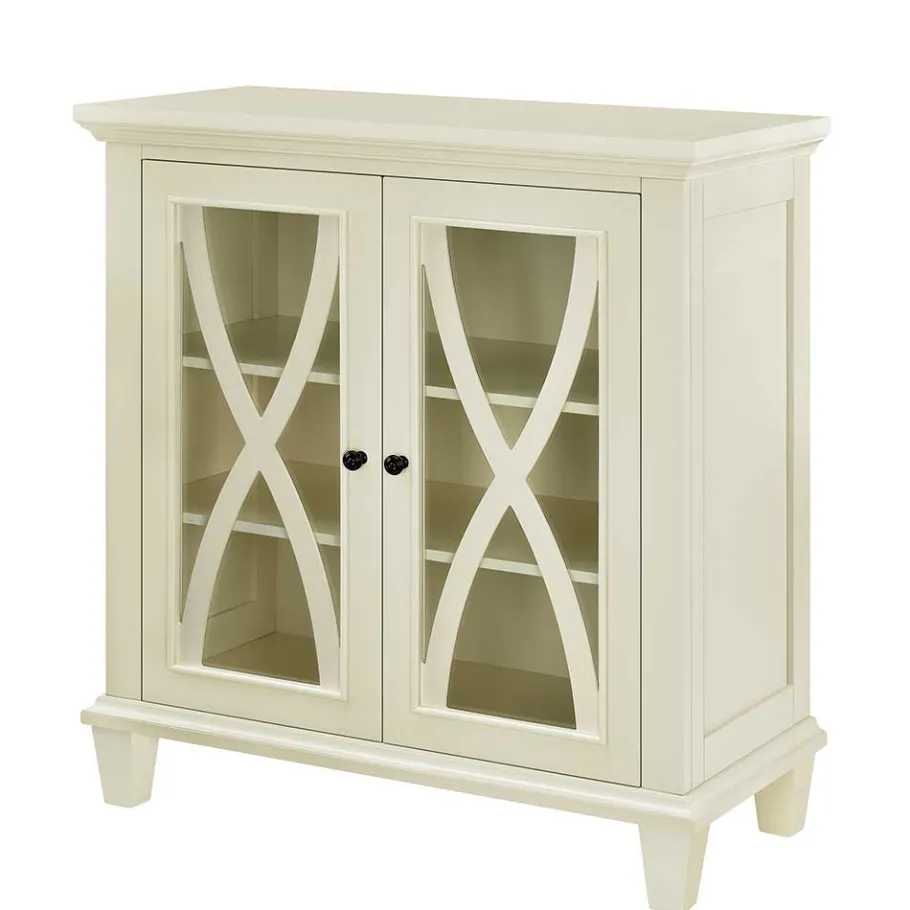 Wohnen 80x87x38 cm Vintage Vitrine in Cremeweiß - Arvid