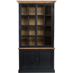 Clearance Wohnen 130x230x47 cm Vintage Vitrine Schrank in Schwarz - Niovan