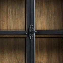 Clearance Wohnen 130x230x47 cm Vintage Vitrine Schrank in Schwarz - Niovan