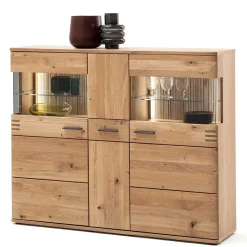 Sale Wohnen 150x121x37 cm Wohnzimmer Schrank in Eiche Bianco - Crupean