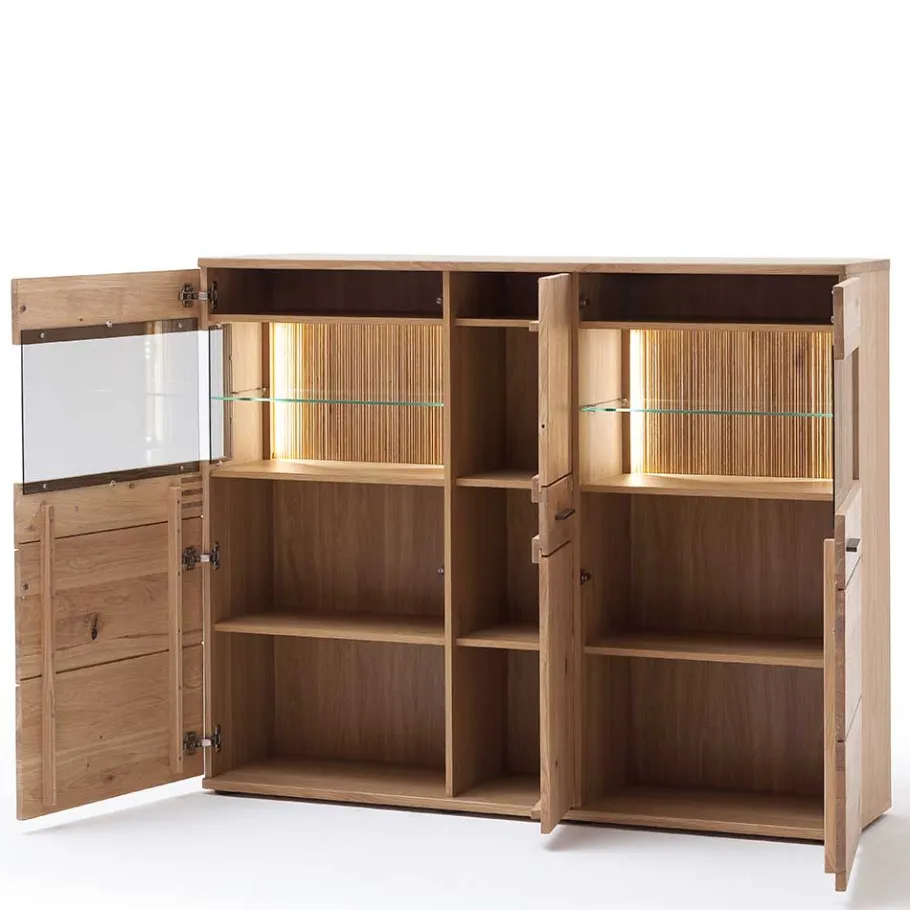 Sale Wohnen 150x121x37 cm Wohnzimmer Schrank in Eiche Bianco - Crupean