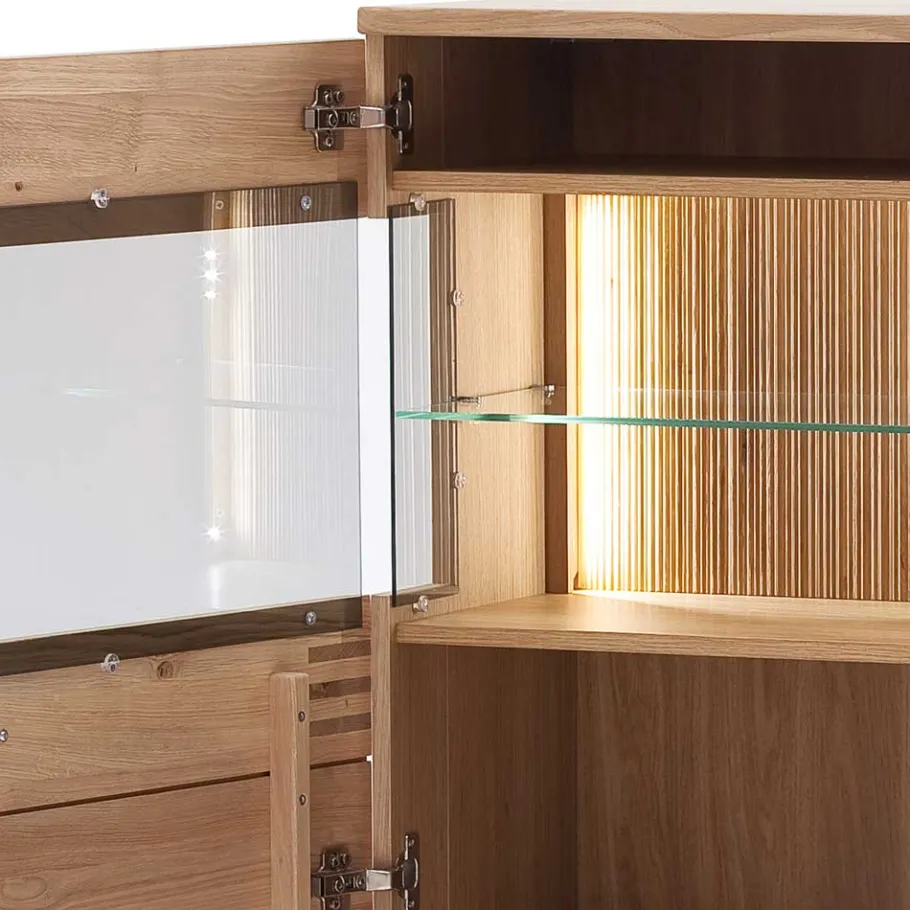 Sale Wohnen 150x121x37 cm Wohnzimmer Schrank in Eiche Bianco - Crupean