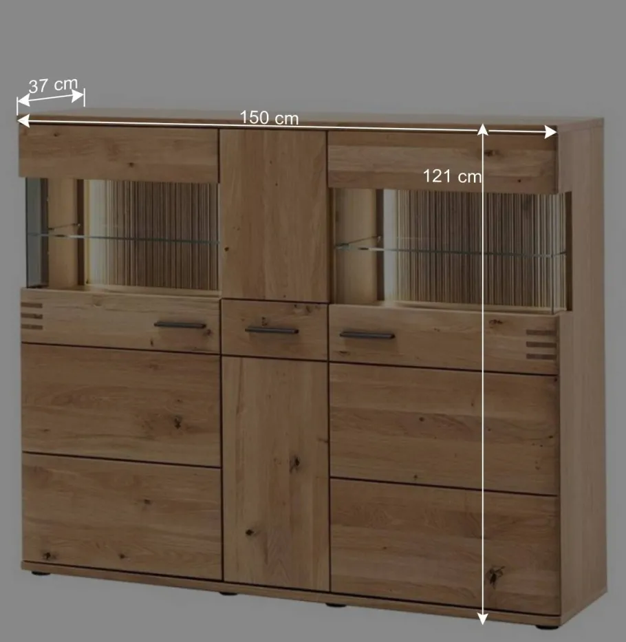 Sale Wohnen 150x121x37 cm Wohnzimmer Schrank in Eiche Bianco - Crupean