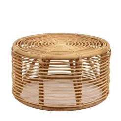 Outlet Wohnen 66x36x66 Couchtisch aus Rattan Geflecht - Phildel