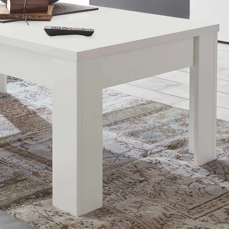 Sale Wohnen 122x45x65 Couchtisch in Weiß lackiert - Mikes