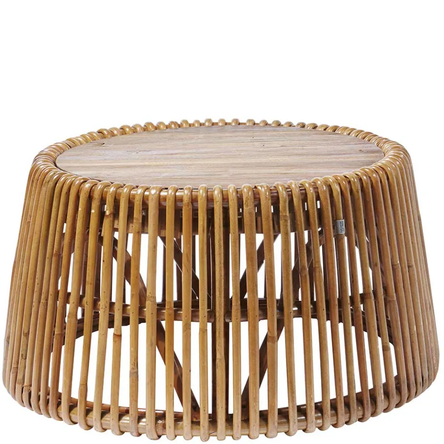 Best Wohnen 69x38x69 Design Couchtisch aus Recyclingholz & Rattan - Valtte