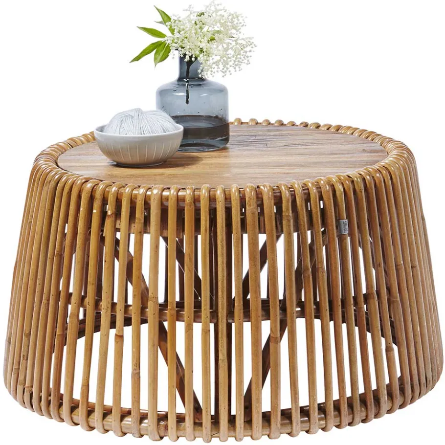 Best Wohnen 69x38x69 Design Couchtisch aus Recyclingholz & Rattan - Valtte