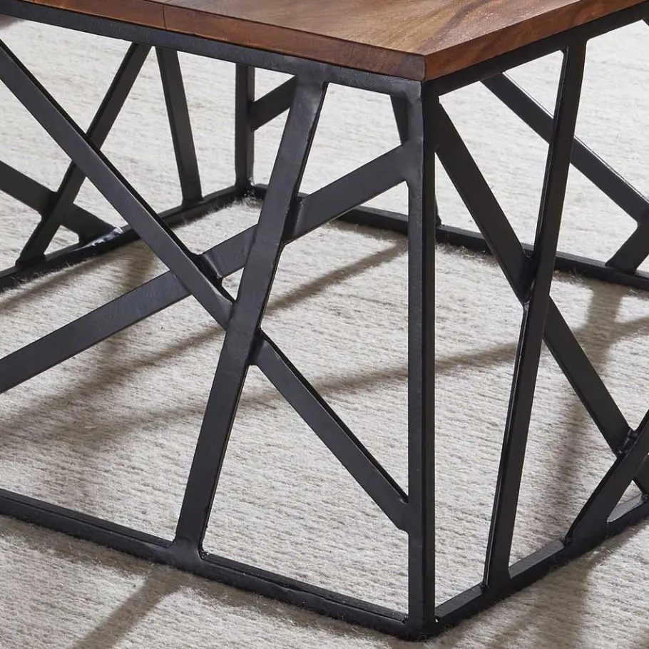 Sale Wohnen 60x35x60 Design Couchtisch mit Holzplatte - Caranis