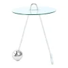 Outlet Wohnen 46x60x46 Design Glastisch in Weiß & Silber - Twinta