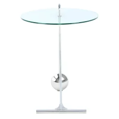 Outlet Wohnen 46x60x46 Design Glastisch in Weiß & Silber - Twinta