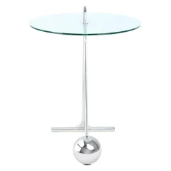 Outlet Wohnen 46x60x46 Design Glastisch in Weiß & Silber - Twinta