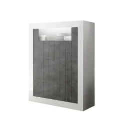 Online Wohnen 110x144x43 Design Highboard in Weiß Glanz - Voskala