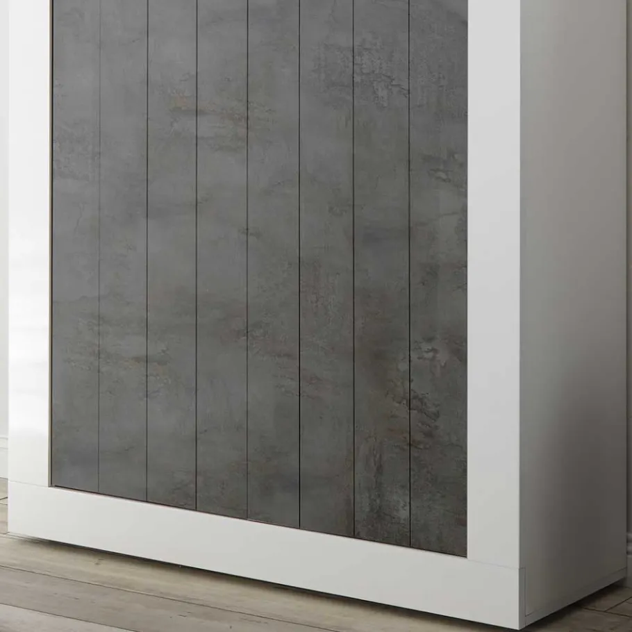 Online Wohnen 110x144x43 Design Highboard in Weiß Glanz - Voskala