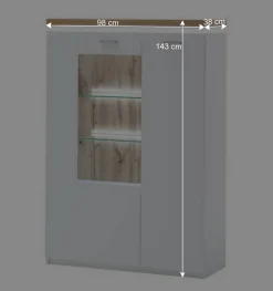 Discount Wohnen 98x143x38 Design Highboard mit Beleuchtung LED - Caldri