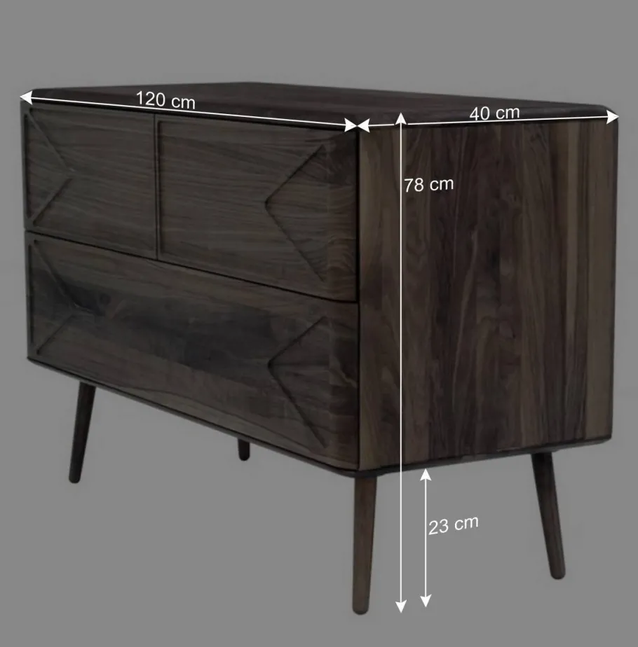Discount Wohnen 120x78x40 Design Kommode aus Nussbaum - Rivossa