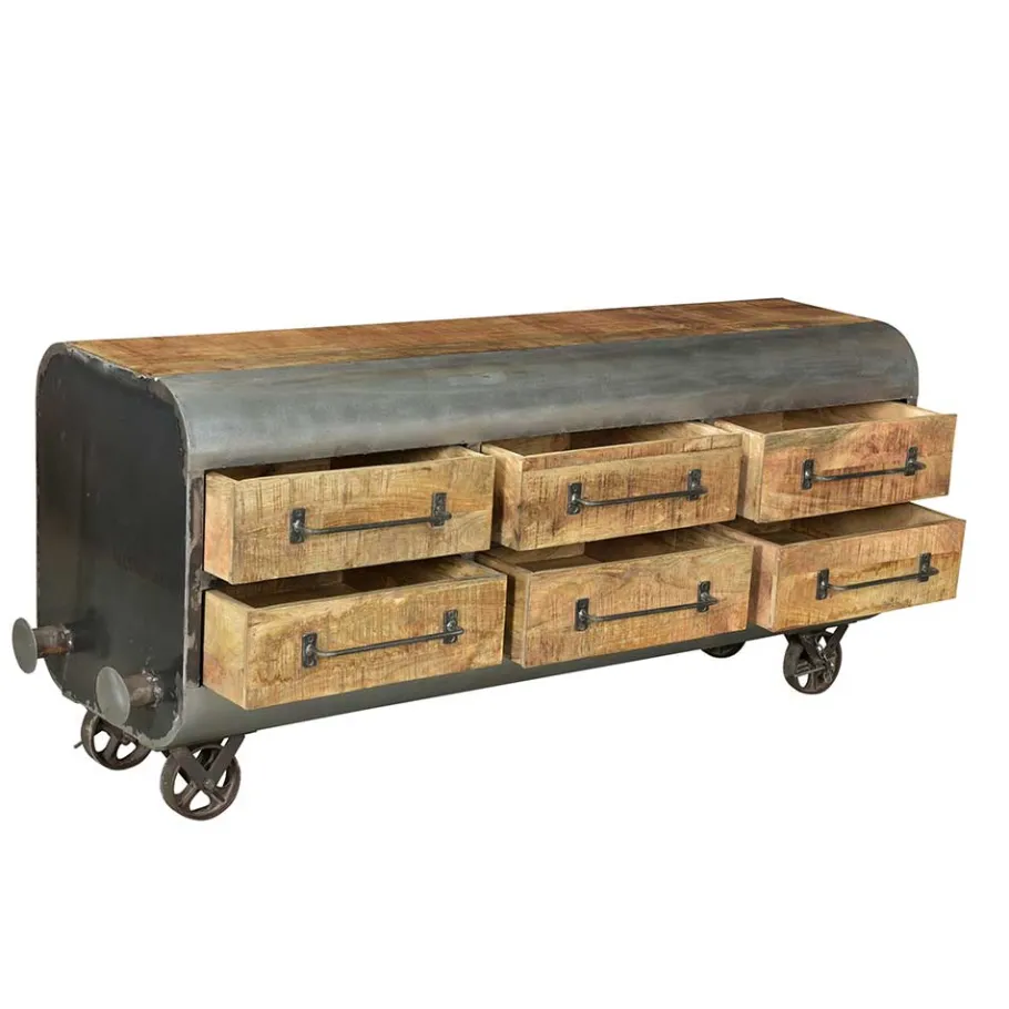 Best Wohnen 150x66x43 Design Kommode im Zugwaggon Look - Bahiro