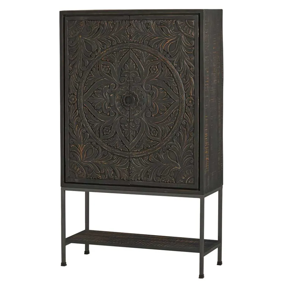 Wohnen 110x190x45 Design Schrank mit Schnitzereien - Jenn