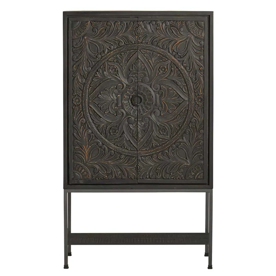 Wohnen 110x190x45 Design Schrank mit Schnitzereien - Jenn