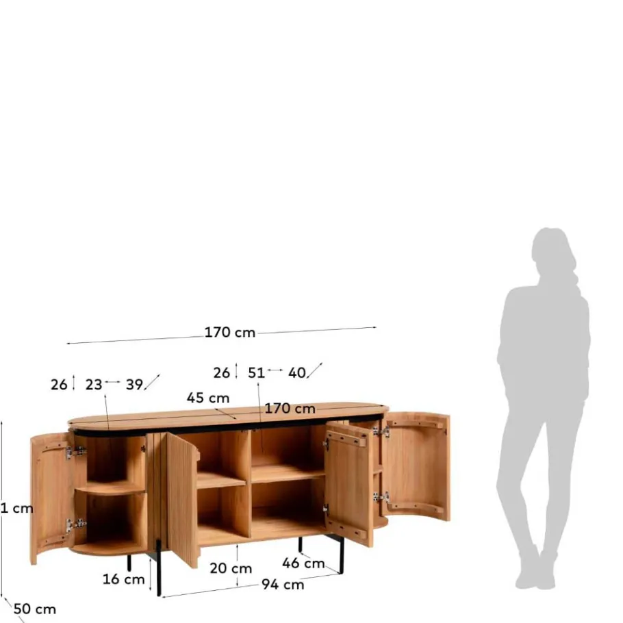 Hot Wohnen 170x81x50 Design Sideboard in ovaler Form - Ilvenda