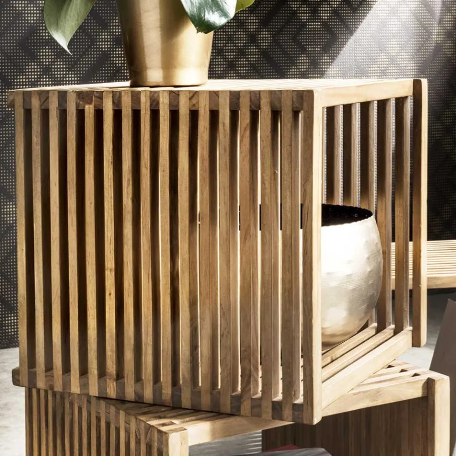 New Wohnen 40x40x40 Design Würfelregal aus Teak massiv - Ariean