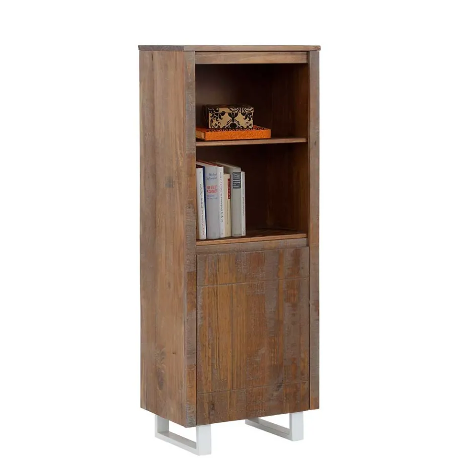 Best Wohnen 55x140x35 Dunkles Regal aus Kiefer Massivholz - Lavagna