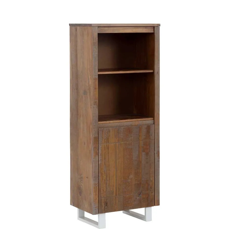 Best Wohnen 55x140x35 Dunkles Regal aus Kiefer Massivholz - Lavagna