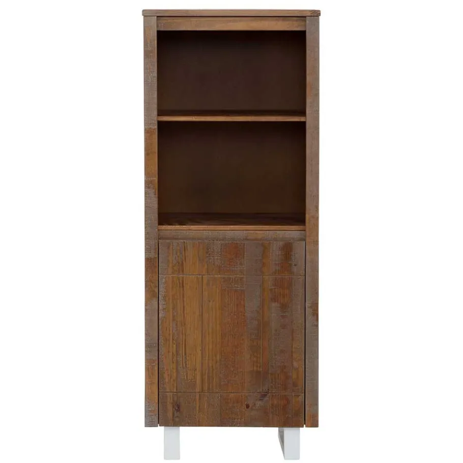 Best Wohnen 55x140x35 Dunkles Regal aus Kiefer Massivholz - Lavagna