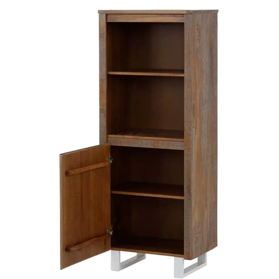 Best Wohnen 55x140x35 Dunkles Regal aus Kiefer Massivholz - Lavagna