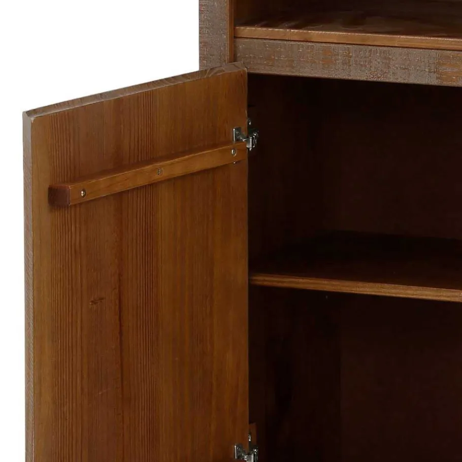 Best Wohnen 55x140x35 Dunkles Regal aus Kiefer Massivholz - Lavagna