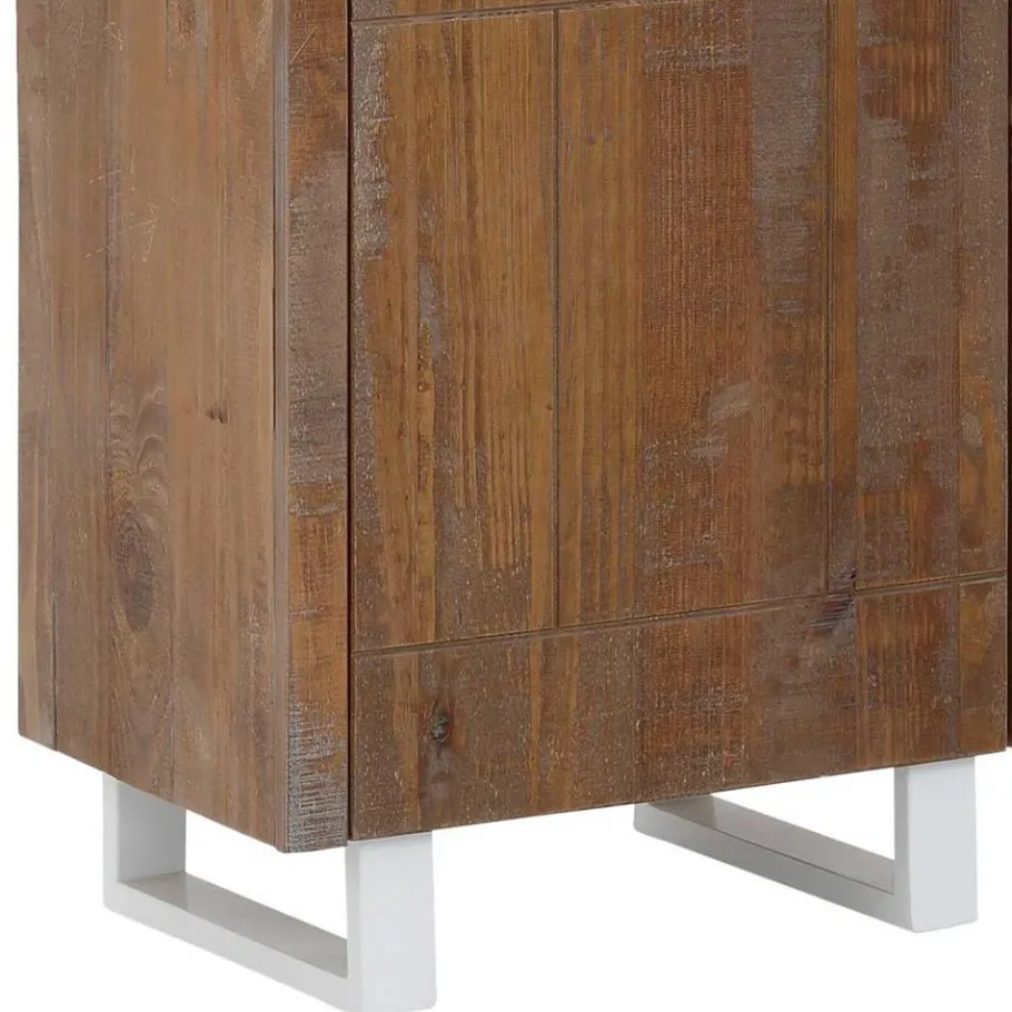 Best Wohnen 55x140x35 Dunkles Regal aus Kiefer Massivholz - Lavagna