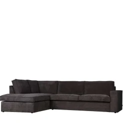 Discount Wohnen 283x92x197 Eckcouch in Grau Cord Stoff - Olciano