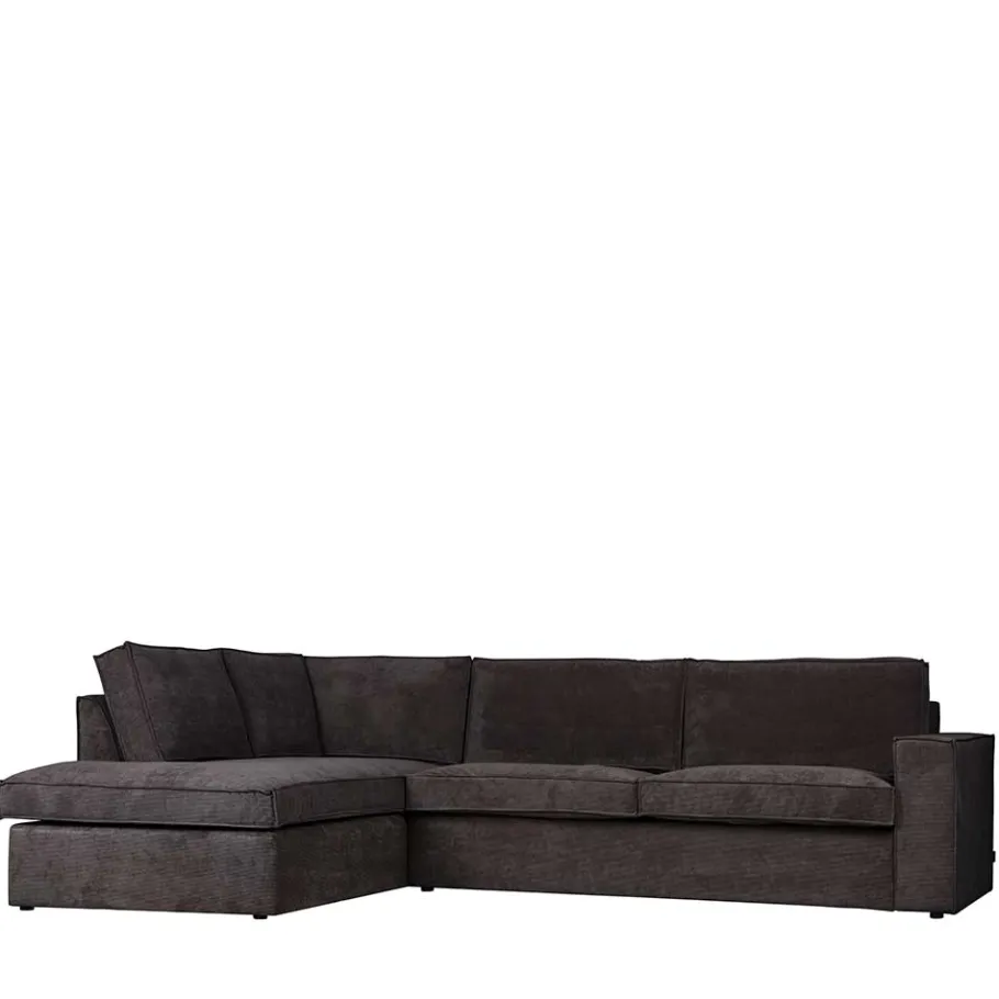 Discount Wohnen 283x92x197 Eckcouch in Grau Cord Stoff - Olciano