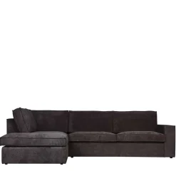 Discount Wohnen 283x92x197 Eckcouch in Grau Cord Stoff - Olciano