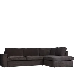 Discount Wohnen 283x92x197 Eckcouch in Grau Cord Stoff - Olciano