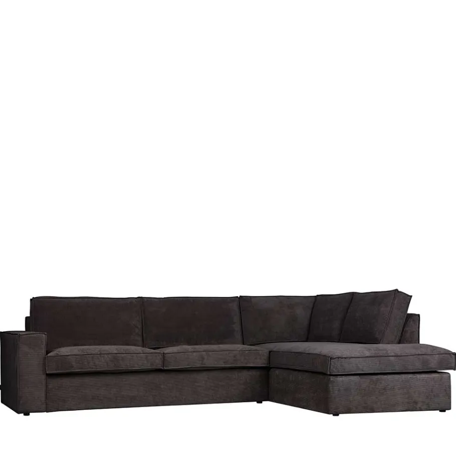 Discount Wohnen 283x92x197 Eckcouch in Grau Cord Stoff - Olciano