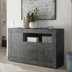 Best Wohnen 138x86x43 Esszimmer Kommode in Dunkelgrau - Putri